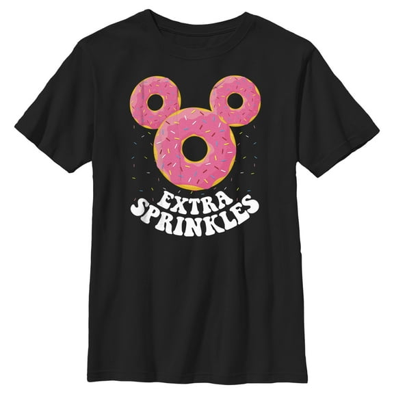 Boy's Mickey & Friends Mickey Mouse Extra Sprinkles Donut Silhouette  Graphic Tee Black X Large
