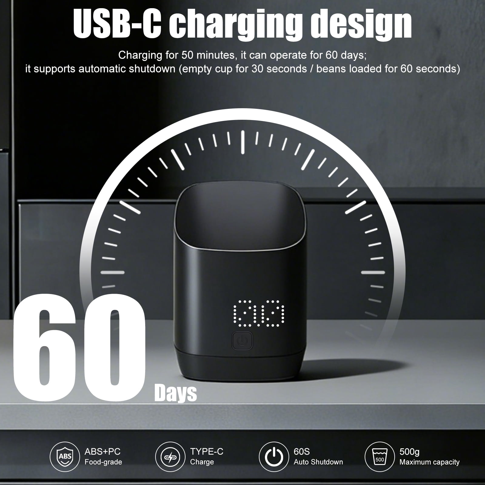 B-Qtech USB-C Charging High-Precision 0.1g 2-in-1 Waterproof Food-Safe LED Display Kitchen Scales