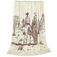 thumbnail image 2 of Honeii Cowboys Riding Horses Print Fleece Blanket - Throw Blanket for Bed, Sofa, Couch, Camping, and Travel , Microplush Ultra Soft Warm Blanket-50"x40", 2 of 7
