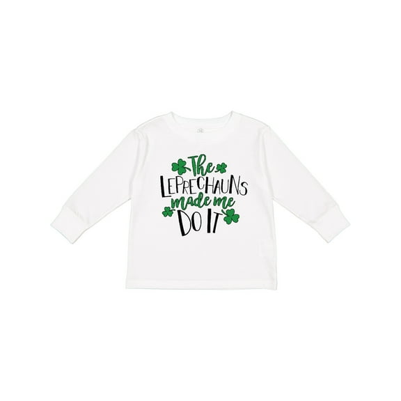 Inktastic St. Patrick's Day the Leprechauns Made Me Do It Boys or Girls Long Sleeve Toddler T-Shirt