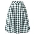 thumbnail image 5 of Agnes Orinda Women's Plus Size Plaid Skirt Vintage Button Decor Flare Flowy High Waisted Elastic Checkered Midi Skirts with Pockets 2X Green, 5 of 6