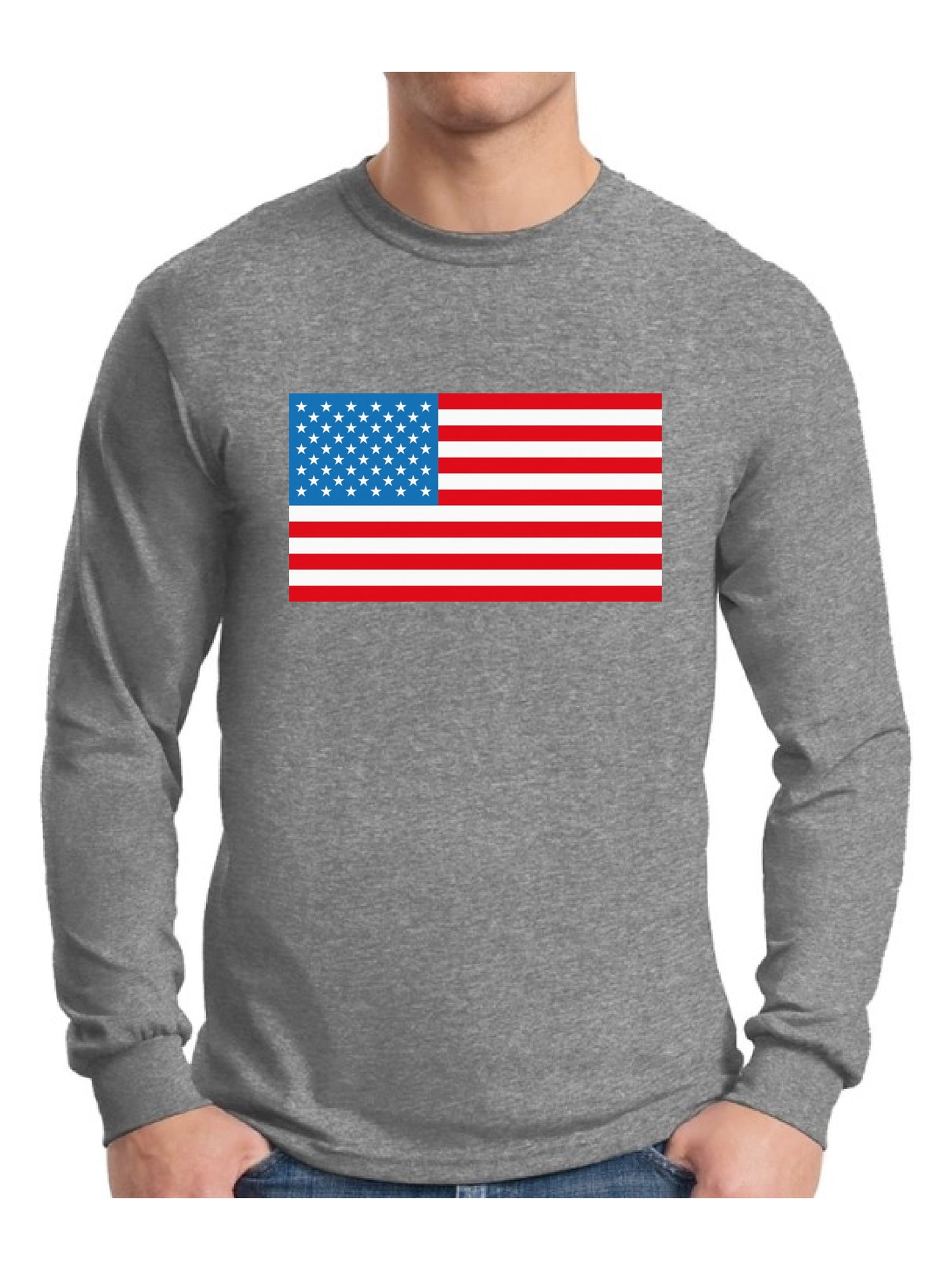 WheelSpinAddict Mens Malibu American Flag Long Sleeve T-Shirt