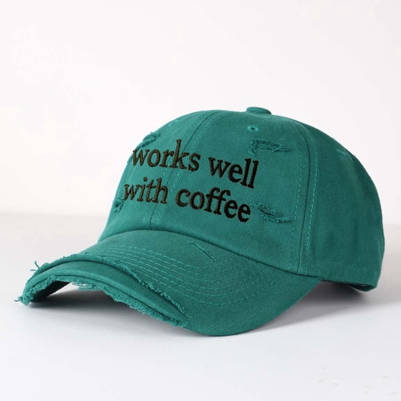 works well with coffee Letter Embroidered Color Block Trucker Hat Unisex Adjustable Cotton Breathable Fashion Cap for Travel Daily Wear