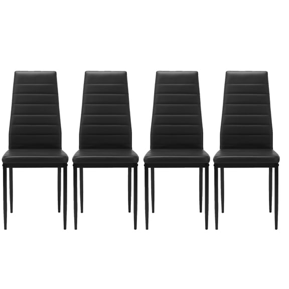 FFZ 39"Tall Set of 4 PU Dining Chairs with Ergonomic Backrest, Non-Slip Feet, Black