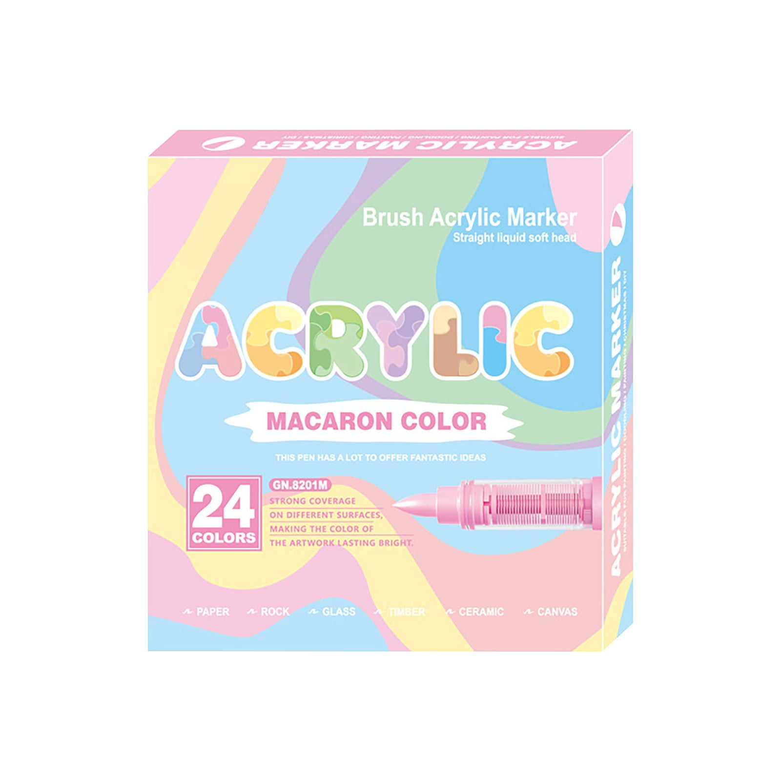 12 Colors Acrylic Paint Pens, Dual Tip with Brush Tip and Fine Tip, Acrylic Pens for Rock Painting, Wood, Glass, Ceramic,DIY Crafts Making