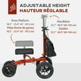thumbnail image 4 of HOMCOM Trottinette à Genou Réglable, Marcheur Pliant avec Roue en Caoutchouc, Rouge, 4 of 10