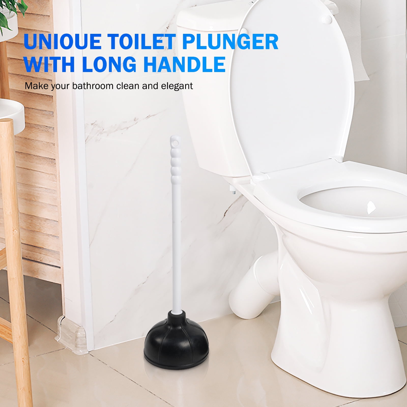 Koomade Toilet Plunger with Ergonomic Plastic Handle Pump Declogger Sink