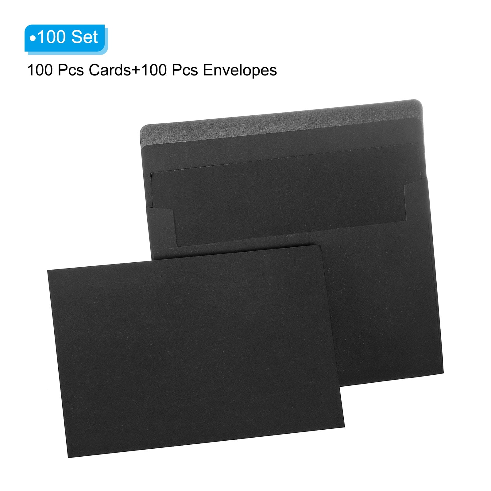 Blank Cards and Envelopes 4x6, 100 Set Blank Note Cards and Envelopes Bulk Thank You Cardstock for DIY, Black