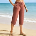 thumbnail image 2 of Women's Soft Fabric Swim Capris, Mid Waist Tummy Control Compression Bottoms, Quick Dry Beach Pants with Pockets, Travel Vacation Cruise Pool Activewear Summer Vacation Pool, 2 of 9
