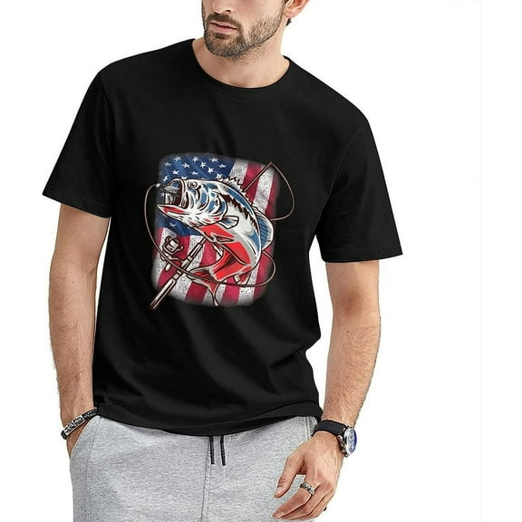 Fishing Camouflage T-Shirts Bass Fish Fisherman Shirts Short Sleeve Tees Shirt for Mens