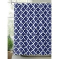 thumbnail image 2 of Fsddascl Navy Blue Morocco Shower Curtain Set - Long 72" x 84" Bathtub Curtain with 12 Hooks, Modern Farmhouse Geometric Textured Waterproof Fabric Stall Shower Curtains for Bathroom/Bathtub, 2 of 6
