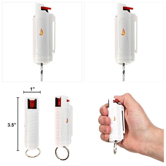 Pepper Spray 1/2oz White Self-Defense Keychain for Safety & Protection