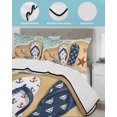 thumbnail image 3 of Quilt King Size Bedding Set, Blue Beige Seaside Reversible Summer Quilt 3 Pieces, Coastal Waves Starfish Summer Beach Nautical Lightweight Bedspreads Coverlets with 2 Pillow Shams for All Seasons, 3 of 5