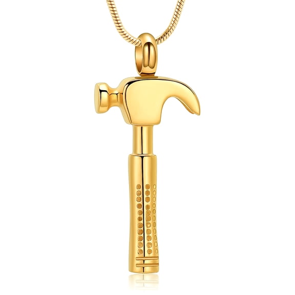 Stainless Steel Hammer Urn Pendant Cremation Jewelry for Ashes Holder Memory Necklace Memorial Jewelry for Women Men