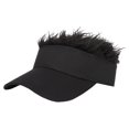 thumbnail image 1 of Peluca de cabello humano Prolriy con visera ajustable y peluca, gorra de béisbol de moda para hombres y mujeres, visera para el cabello, sombreros de peluca para hombres, color negro, 1 of 4