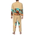 thumbnail image 5 of Mens Pajamas Set - Cool Camel Oasis Vibes Comfy Long Sleeve Button Up Pajama Sets for Men 2 Piece, Soft Sleepwear Nightwear Pjs Lounge Sets for Men with Pockets, 5 of 5
