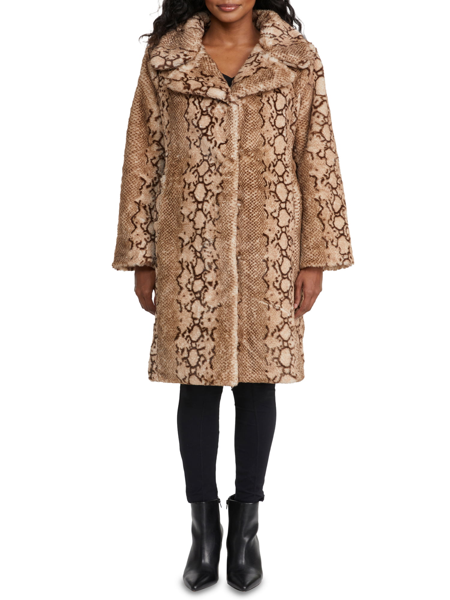 Badgely Mischka Women's Long Faux Fur Coat - Walmart.com