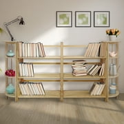 3-Shelf Folding Stackable Bookcase 27.5 Wide-Walnut