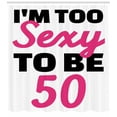thumbnail image 3 of Ambesonne 50th Birthday Shower Curtain, Being 50 Themed Text, 69"Wx70"L, White Black and Pink, 3 of 3