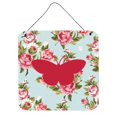 thumbnail image 1 of "Caroline's Treasures BB1044-RS-BU-DS66 Mariposa Shabby Chic Azul Rosas Impresiones para colgar en la pared o en la puerta, 6 x 6", Multicolor " Caroline's Treasures BB1044-RS-BU-DS66, 1 of 1