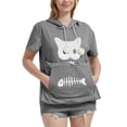 thumbnail image 3 of Kangaroo Pouch Short Sleeve Hoodie for Women Oversized Dog Pouch Sweatshirts Pet Carrier Pullover, 3 of 9