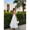 thumbnail image 5 of White Womens Sleeveless Square Neck A-Line Flowy Maxi Dress With Pockets And Back Tie Detail, 5 of 8