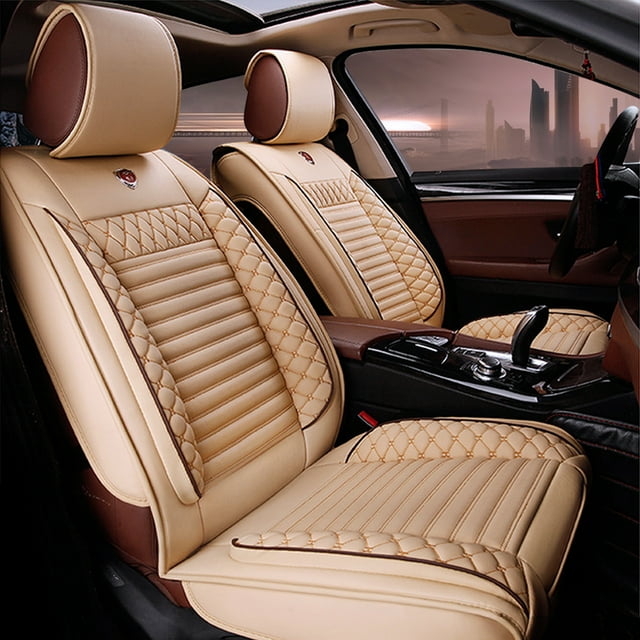 Maidao Car Seat Covers for Mercedes-Benz for CLS220 2006-Present 5 Seats Compatible Airbag Water Resistant Front Rear Cushion Protector Beige