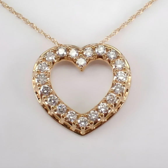 0.50 Ct Round Cut Moissanite Open Heart Pendant 14K Yellow Gold Plated Free Chain | Hip Hop Jewelry | Ideal Birthday Gift