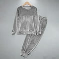 thumbnail image 4 of Gytharion Women's Velvet Pajama Sets Soft Comfy Long Sleeve Crew Neck Pj Top and Jogger Pants Lounge Sets 2 Piece Winter Warm Velour Sleepwear Outfits, 4 of 5