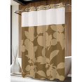 thumbnail image 2 of No Hook Shower Curtain with Snap-in Liner, Brown Floral Silhouette Waterproof Fabric Bathroom Curtains, Spring Farmhouse Vintage Flowers Bath Curtains & Mesh Top Window 72"x84" Long, 2 of 9