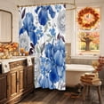thumbnail image 5 of Blue Spring Flowers Shower Curtain, Waterproof Shower Curtains for Bathroom, Vintage Floral Elegance Roses Washable Fabric Bathtub Curtain Set Bath Decor with 12 Hooks 72"x78", 5 of 8