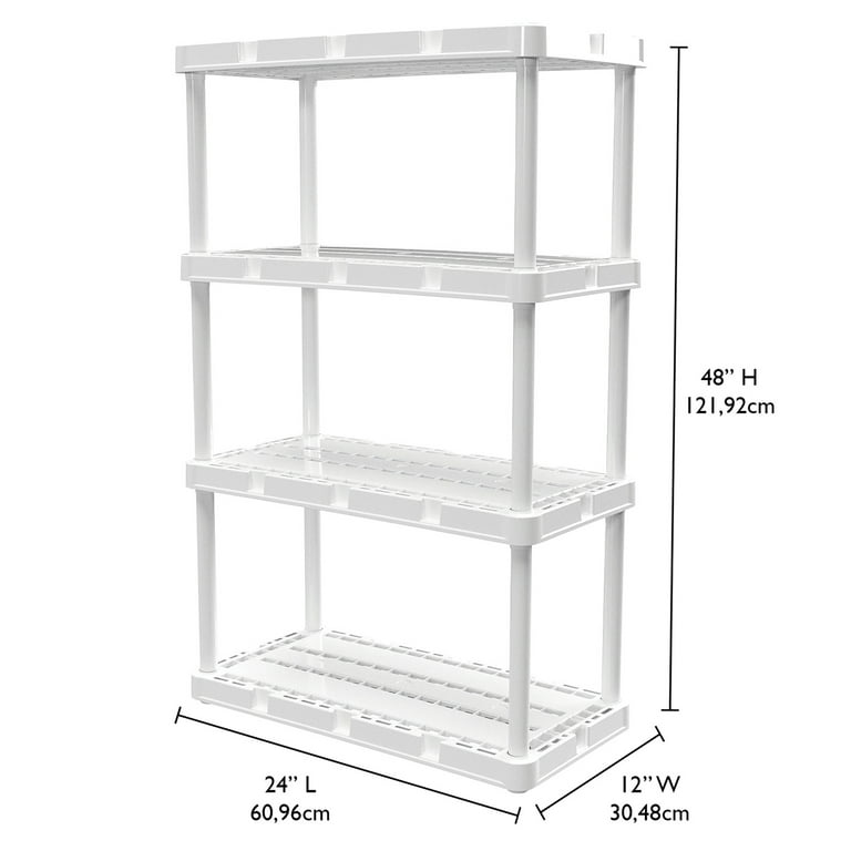 Gracious Living Multipurpose 4 Shelf Fixed Height Solid Plastic