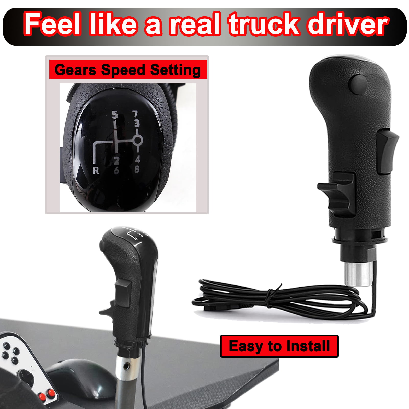 USB Truck Simulator Shifter Gearshift Knob for ATS & ETS2; H Gearshift  Shifter Knob Racing Shifter Only PC For THRUSTMASTER TH8A For Logitech G29  G920 G923 For FANATEC SQ PXN A10 Shifter,Silver 
