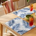 thumbnail image 4 of Navy Palm Leaves Placemats Set of 6 Summer Tropical Botanical Leaf Gray Place Mats Indoor Wipeable Table Mats Washable Cloth Dining Table Placemats for Kitchen Holiday Party Home Decor 13x19 Inch, 4 of 9