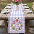 thumbnail image 4 of Happy Easter Table Runner 90 Inches, Rabbits Bows Spring Tulips Eggs Purple Plaid Bed Runner Dresser Scarves Tabletop for Indoor Outdoor Parties/Ceremony/Banquet, 13" x 90", 4 of 8