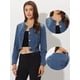thumbnail image 2 of Chaqueta de mezclilla para mujer Chaquetas de mezclilla cortas con botones sin cuello Azul XL, 2 of 5