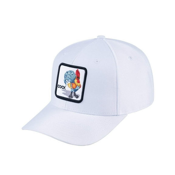 Unisex V2 Embroidered The Chicken, 6-Panel Baseball Cap, White/White, Adjustable Fit