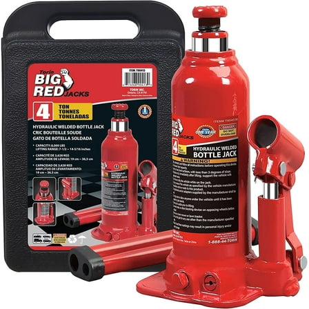Big Red Steel Hydraulic Bottle Jack with Carrying Case ,4 Ton (8,000 lb) Capacity,W943S