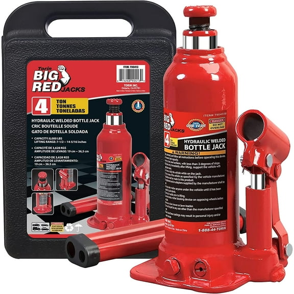 Big Red Steel Hydraulic Bottle Jack with Carrying Case ,4 Ton (8,000 lb) Capacity,W943S