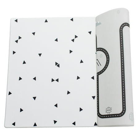 UPC: 0628110366764 | Little Bot Ofie Baby Playmat Country Road + Triangles Reversible Unisex Foam Floor Mat Waterproof 6.5 ft x 4.5 ft