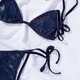 thumbnail image 4 of Traje de baño de dos piezas con parte superior halter metálica y lazos laterales para mujer, 4 of 5