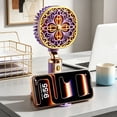 thumbnail image 6 of Portable Handheld Fan USB Rechargeable Mini Fan 3 Speed Vintage Floral Design Phone Stand Cooling Fan, Compact Strong Airflow Phone Holder Fan, For Travel Office Home Shopping Outdoor Use, 6 of 6