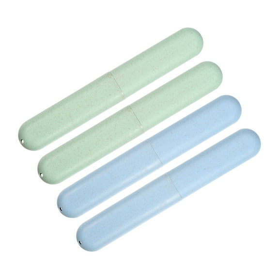 Unique Bargains 4Pcs Toothbrush Holders Case Green Blue for Travel 8.07"x1.22"x0.83"
