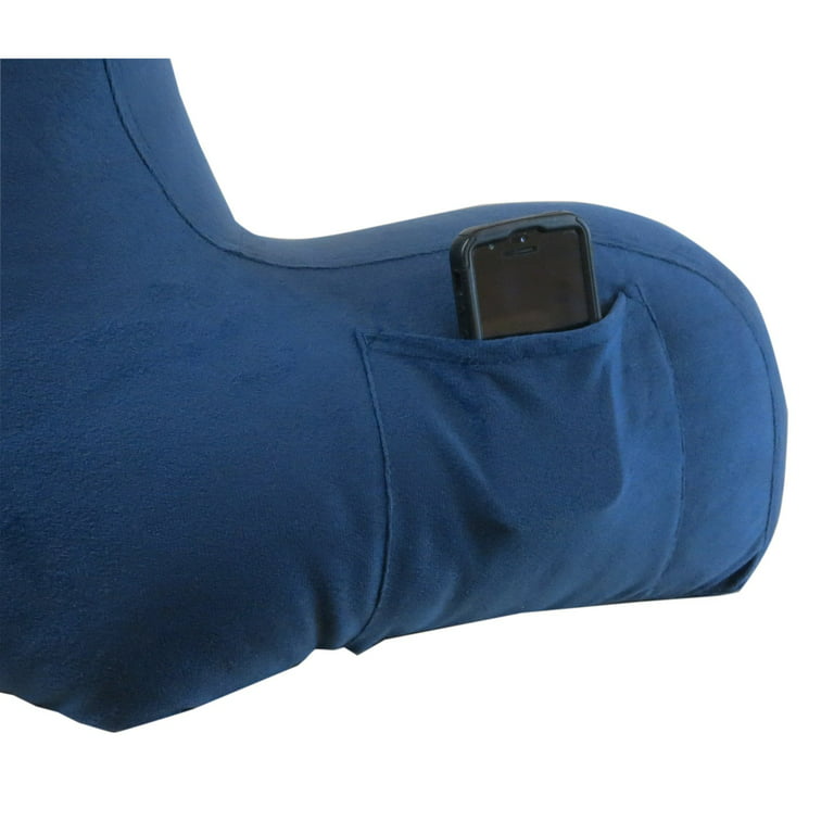Klear Vu Velour Bed Rest Back Support Pillow with Pocket and