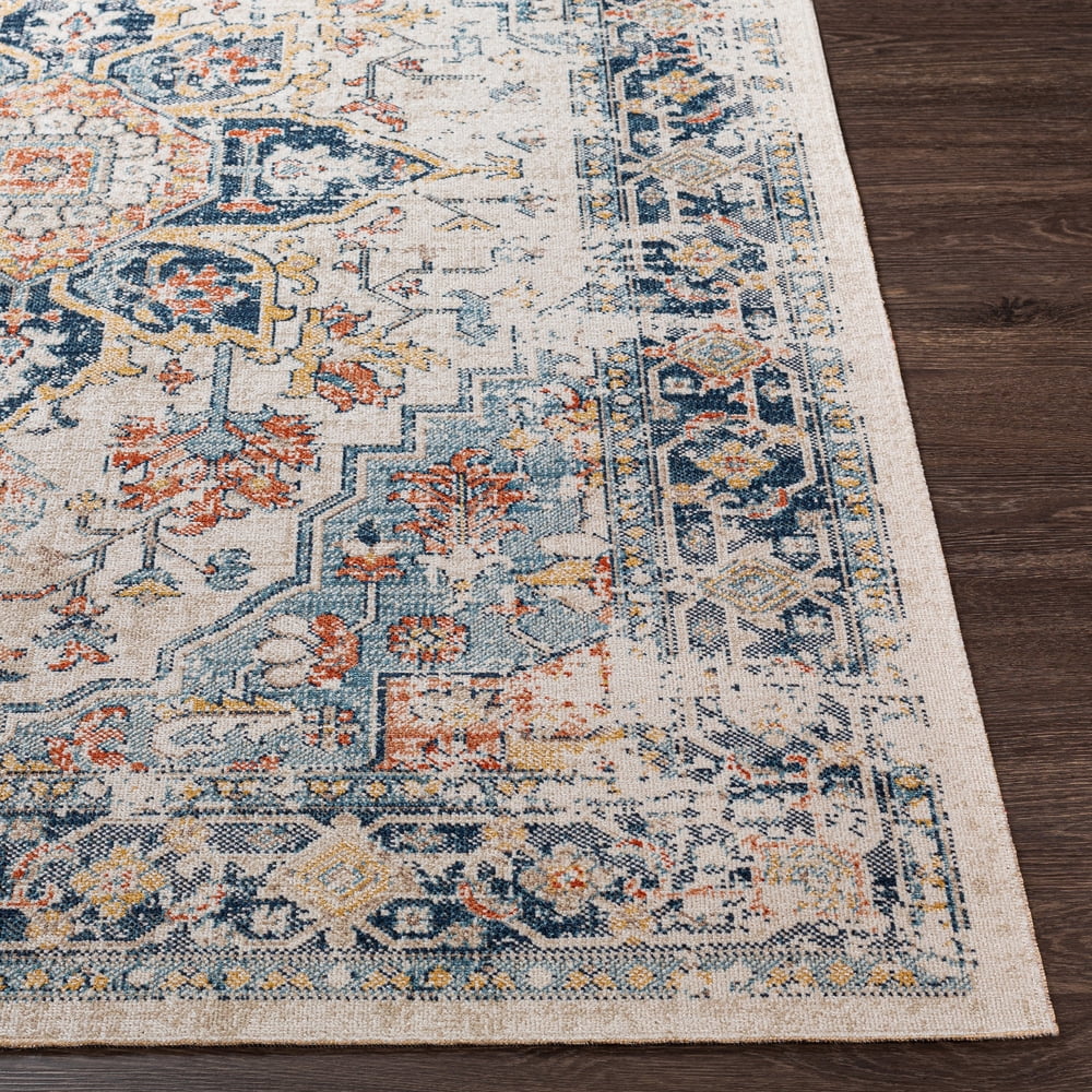Livabliss Outdoor Rugs, 5x7 Huntington Beach Traditional Navy Area Rug for Patio, Porch, Deck, Backyard, Waterproof Indoor Outdoor Carpet (5'3" x 7')