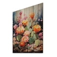 thumbnail image 2 of Designart "Peach Green Cactus Representation Colorfuled Acrylic V" Floral & Botanical Print on Natural Pine Wood, 2 of 5