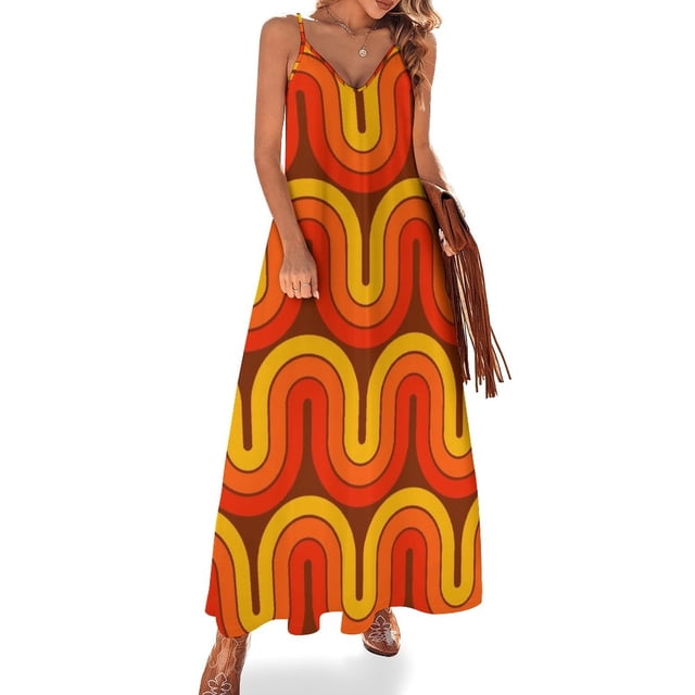 Robe Sans Manches à Motif Géométrique Rétro Dégradé 839 Vêtements pour Femmes Robes d'Été Robes de Soirée Soirée