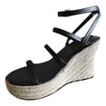 thumbnail image 2 of jjayotai Sandels for Women Clearance Summer Women Sandals Wedges Lady Casual Slip On Strap Cross Rope Weaving Shoes Flash Picks Black, 2 of 4