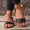 Black, variant on Women's Plus Size Flat Sandals, Adjustable Buckle Strap Low Heel Casual Shoes, Stylish Comfortable Outdoor Daily Summer Footwear Brown 38