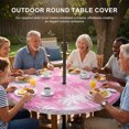thumbnail image 3 of Round Outdoor Tablecloth with Umbrella Hole and Zipper, Tropical Palm Tree Tablecloth with Elastic Waterproof, Magenta Pink Plants Coastal Leaf Beach Patio Table Covers for 31" - 35" Pool Tables, 3 of 9